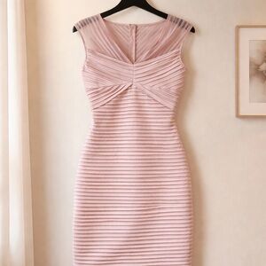 Calvin Klein Blush Pink Pleated Sheath Dress Size 6 Cocktail Wedding